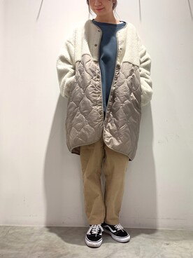 「アイテム（その他アウター、ホワイト系）」を使った、ゆなすんさん（レディース・158cm）の秋コーディネート