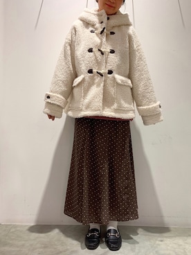 「アイテム（その他アウター、ホワイト系）」を使った、ゆなすんさん（レディース・158cm）の秋コーディネート
