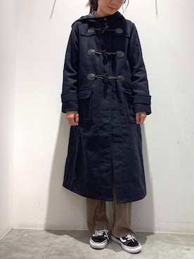 「earth music&ecology（アースミュージックアンドエコロジー）のアイテム（ダッフルコート）」を使った、ゆなすんさん（レディース・158cm）の秋コーディネート