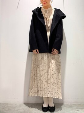 「フードコート」｜「アイテム（ワンピース/ドレス）」を使った、ゆなすんさん（レディース・158cm）の秋コーディネート