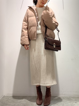 「アイテム（その他アウター、ピンク系）」を使った、ゆなすんさん（レディース・158cm）の秋コーディネート