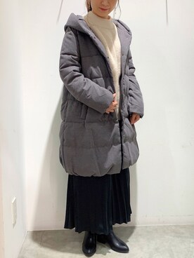 「ショールカラー」｜「アイテム（ブルゾン）」を使った、ゆなすんさん（レディース・158cm）の冬コーディネート