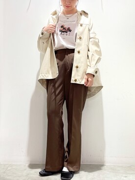 「アイテム（ミリタリージャケット、ホワイト系）」を使った、ゆなすんさん（レディース・158cm）の冬コーディネート