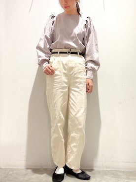 「ホワイトデニム」｜「アイテム（その他）」を使った、ゆなすんさん（レディース・158cm）の春コーディネート