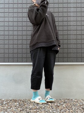 「KANGOL（カンゴール）のアイテム（トップス、ブラック系）」を使った、RIOさん（レディース・157cm）の冬コーディネート