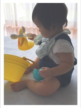 「Moujonjon（ムージョンジョン）のアイテム（ママ＆ベビー）」を使った、smile さん（キッズ・70cm）の夏コーディネート