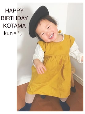 「マスタードイエロー」｜「アイテム（その他）」を使った、smile さん（キッズ・80cm）の春コーディネート