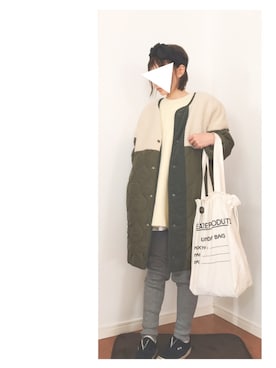 「petit main（プティマイン）のアイテム（ノーカラージャケット）」を使った、smile さん（レディース・153cm）の冬コーディネート