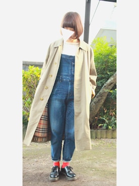 「バーバリー」｜「アイテム（サロペット/オーバーオール）」を使った、kaedeさん（レディース・159cm）の秋コーディネート