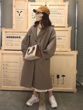 「notch.（ノッチ）のアイテム（ステンカラーコート）」を使った、piiiiiiimoeさん（レディース・158cm）の春コーディネート