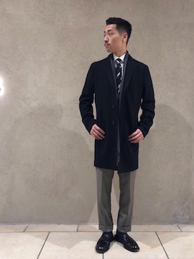 「UNITED ARROWS（ユナイテッドアローズ）のアイテム（マフラー）」を使った、松尾優斗さん（メンズ・172cm）の冬コーディネート