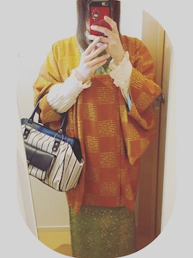 「着物」｜「アイテム（その他アウター）」を使った、あっちゃんさん（レディース・153cm）の春コーディネート