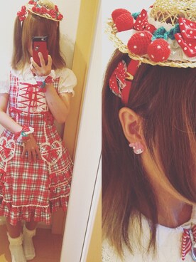 「タータンチェック」｜「アイテム（ジャンパースカート）」を使った、あっちゃんさん（レディース・153cm）の春コーディネート