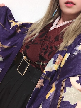 「kimono」｜「アイテム（スカート）」を使った、あっちゃんさん（レディース・153cm）の冬コーディネート