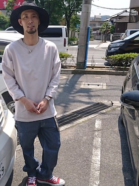 「Lee（リー）のアイテム（その他パンツ）」を使った、ぽさん（メンズ・178cm）の春コーディネート