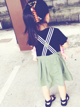 「5歳」｜「アイテム（ジャンパースカート）」を使った、othh_lala♪hさん（キッズ・100cm）の春コーディネート