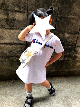 「Champion（チャンピオン）のアイテム（チュニック）」を使った、othh_lala♪hさん（キッズ・100cm）の春コーディネート
