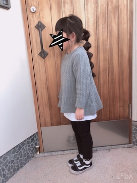 「Champion（チャンピオン）のアイテム（チュニック）」を使った、othh_lala♪hさん（キッズ・100cm）の冬コーディネート
