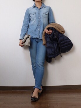「Eddie Bauer（エディーバウアー）のアイテム（ジャケット/アウター）」を使った、WADAWAKOさん（レディース・154cm）の冬コーディネート