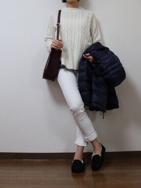 「Eddie Bauer（エディーバウアー）のアイテム（ジャケット/アウター）」を使った、WADAWAKOさん（レディース・154cm）の冬コーディネート