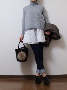 「スプリングSENSEOFPLACE」｜「アイテム（ジャケット/アウター）」を使った、WADAWAKOさん（レディース・154cm）の冬コーディネート