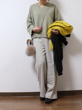 「NETSTAR（ネットスター）のアイテム（ニット/セーター）」を使った、WADAWAKOさん（レディース・154cm）の春コーディネート