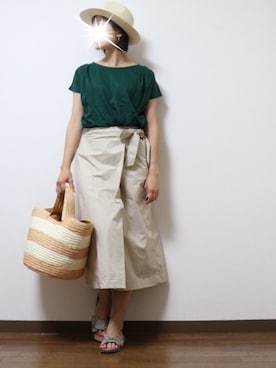 「NETSTAR（ネットスター）のアイテム（Tシャツ/カットソー）」を使った、WADAWAKOさん（レディース・154cm）の夏コーディネート
