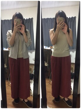 「Honeys（ハニーズ）のアイテム（ノーカラージャケット）」を使った、WADAWAKOさん（レディース・154cm）の夏コーディネート