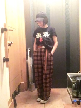 「バンT」｜「アイテム（帽子）」を使った、雑食147/R163さん（レディース・147cm）の秋コーディネート