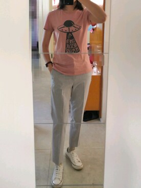 「UNIQLO（ユニクロ）のアイテム（スラックス、グレー系）」を使った、azou1900さん（レディース・170cm）の秋コーディネート