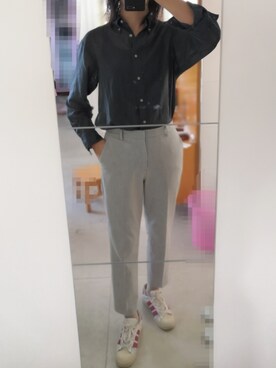 「UNIQLO（ユニクロ）のアイテム（スラックス、グレー系）」を使った、azou1900さん（レディース・170cm）の秋コーディネート
