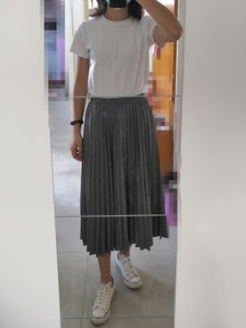 「UNIQLO（ユニクロ）のアイテム（スカート、グレー系）」を使った、azou1900さん（レディース・170cm）の秋コーディネート