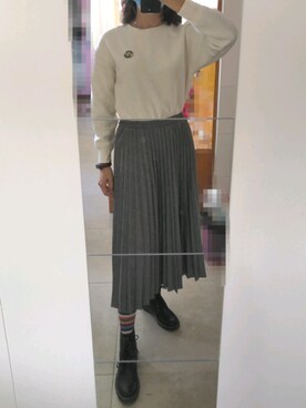 「UNIQLO（ユニクロ）のアイテム（スカート、グレー系）」を使った、azou1900さん（レディース・170cm）の秋コーディネート