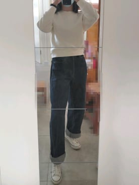 「UNIQLO（ユニクロ）のアイテム（デニムパンツ、ブルー系）」を使った、azou1900さん（レディース・170cm）の秋コーディネート