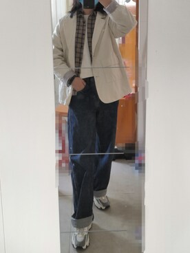 「UNIQLO（ユニクロ）のアイテム（デニムパンツ、ブルー系）」を使った、azou1900さん（レディース・170cm）の冬コーディネート