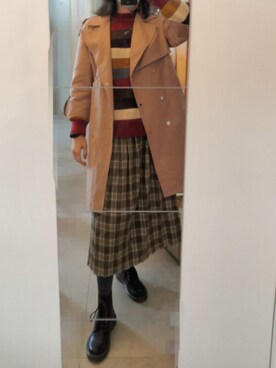 「淘宝のアイテム（ブーツ、ブラック系）」を使った、azou1900さん（レディース・170cm）の冬コーディネート