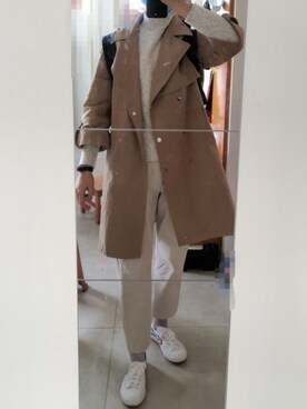 「奶兔星球のアイテム（チノパンツ、ホワイト系）」を使った、azou1900さん（レディース・170cm）の冬コーディネート