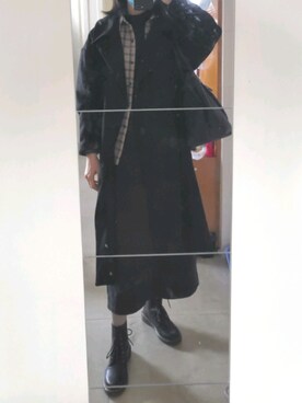 「画风のアイテム（デニムスカート、ブラック系）」を使った、azou1900さん（レディース・170cm）の冬コーディネート