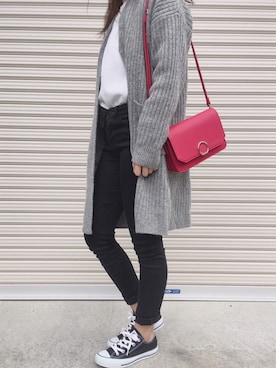 「UNIQLO（ユニクロ）のWOMEN ウルトラストレッチジーンズ（デニムパンツ）」を使った、ぶろっこりーさん（レディース・156cm）の冬コーディネート