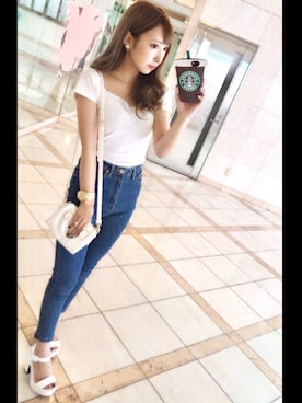 「ハイウェストデニム」｜やんす。さん（レディース・158cm）の夏コーディネート
