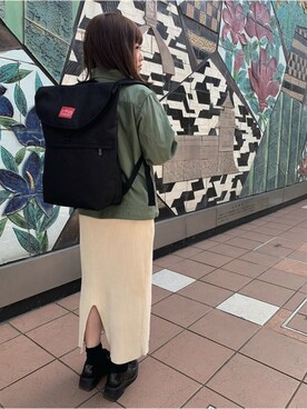 「Manhattan Portage（マンハッタンポーテージ）のJefferson Market Garden Backpack（バックパック/リュック）」を使った、Manhattan Portage Staffさん（レディース・154cm）の春コーディネート