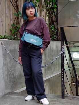 「アイテム（メッセンジャーバッグ、ブルー系）」を使った、Manhattan Portage Staffさん（レディース・152cm）の夏コーディネート