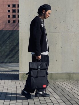 「Manhattan Portage（マンハッタンポーテージ）のSilvercup Backpack　-シルバーカップ バックパック-（バックパック/リュック）」を使った、Manhattan Portage Staffさん（メンズ・175cm）の冬コーディネート