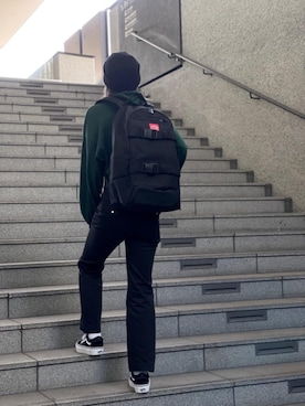 「新生活」｜「アイテム（バックパック/リュック）」を使った、Manhattan Portage Staffさん（レディース・163cm）の冬コーディネート