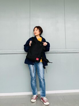 「通学スタイル」｜「アイテム（ナイロンジャケット）」を使った、Manhattan Portage Staffさん（レディース・159cm）の春コーディネート
