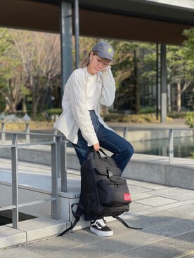 「新生活」｜「アイテム（バックパック/リュック）」を使った、Manhattan Portage Staffさん（レディース・163cm）の春コーディネート
