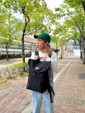 「Manhattan Portage（マンハッタンポーテージ）のJefferson Market Garden Backpack（バックパック/リュック）」を使った、Manhattan Portage Staffさん（レディース・163cm）の春コーディネート