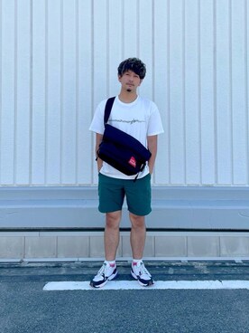「通学スタイル」｜「アイテム（メッセンジャーバッグ）」を使った、Manhattan Portage Staffさん（メンズ・174cm）の夏コーディネート