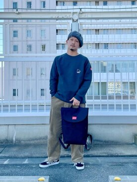 「Manhattan Portage（マンハッタンポーテージ）のJefferson Market Garden Backpack（バックパック/リュック）」を使った、Manhattan Portage Staffさん（メンズ・174cm）の秋コーディネート