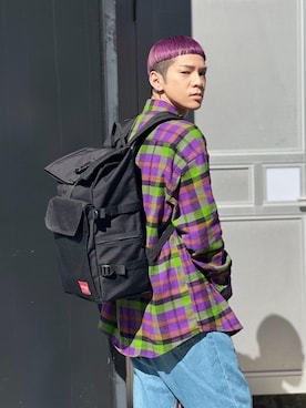 「Manhattan Portage（マンハッタンポーテージ）のSilvercup Backpack　-シルバーカップ バックパック-（バックパック/リュック）」を使った、Manhattan Portage Staffさん（メンズ・172cm）の秋コーディネート